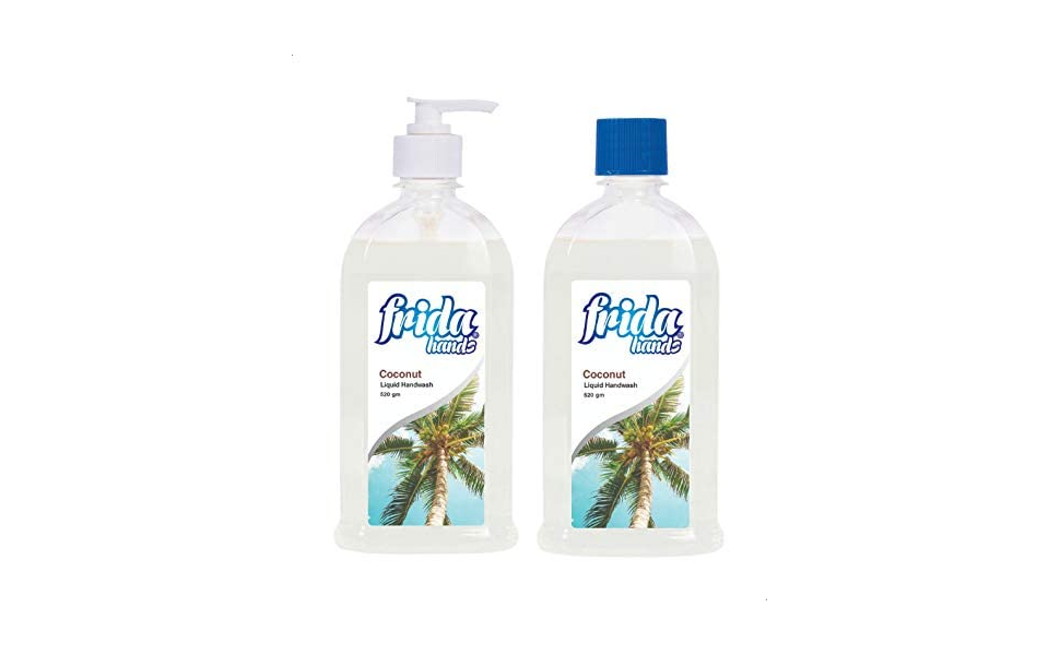 Frida-Hands-Coconut-Liquid-Hand-Soap-with-Pump-520-gm-with-Coconut-Liquid-Hand-Soap-Bottle-520-gm-B08WJLFBSC